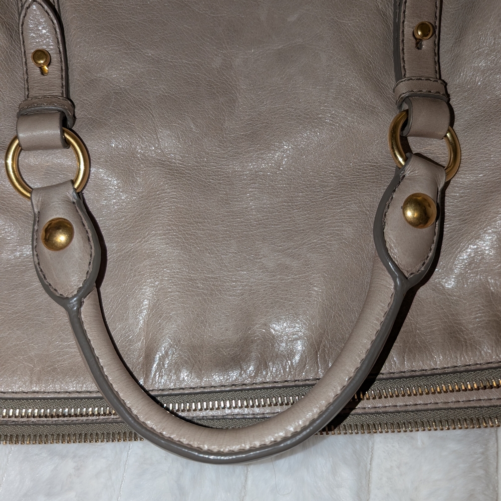 Authentic Miu Miu Taupe Leather Shoulder Bag - Picture 10 of 13